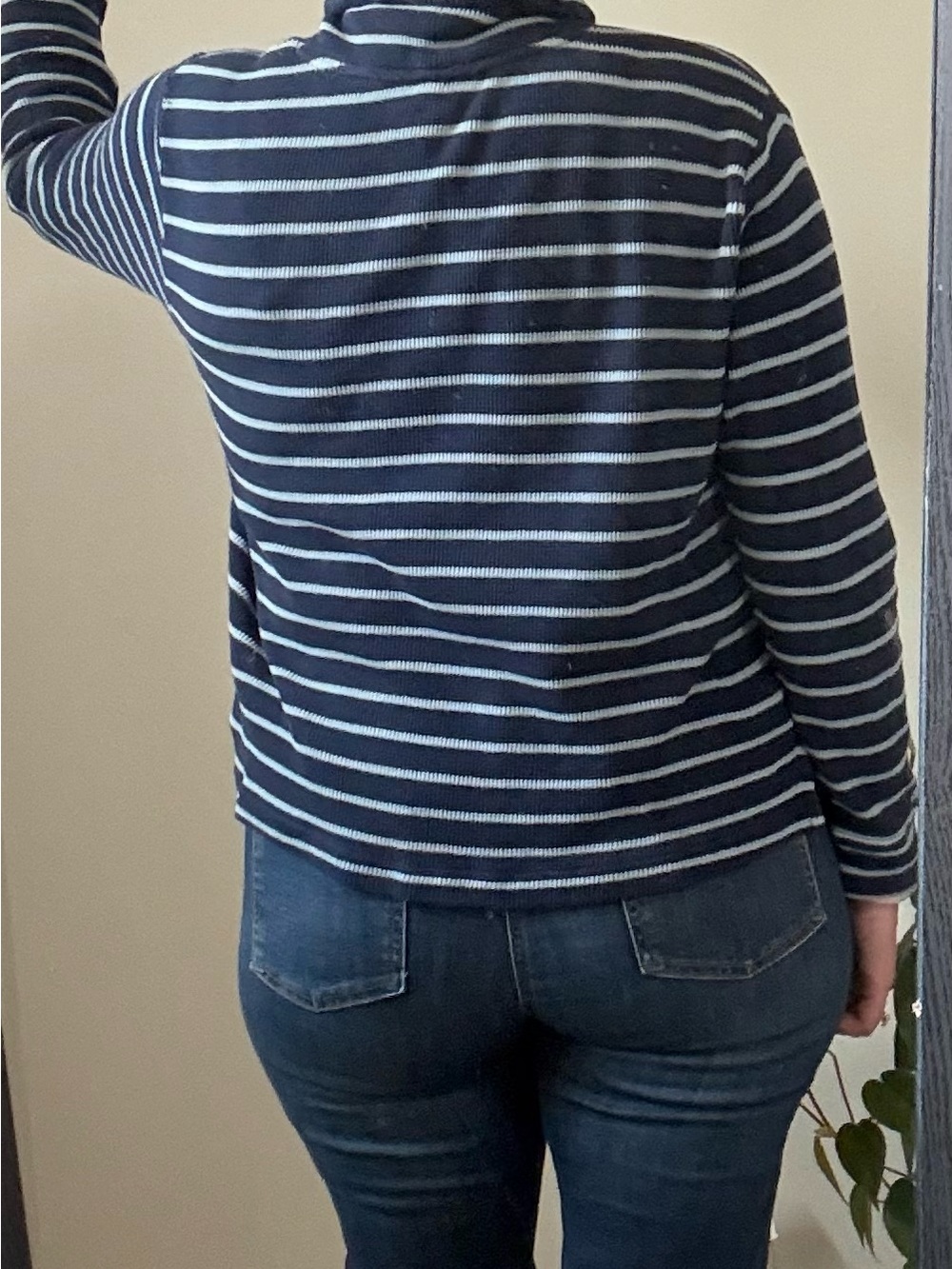 Pact Organic Cotton Navy and White Striped Lightweight Sweater - Picture 3 of 11